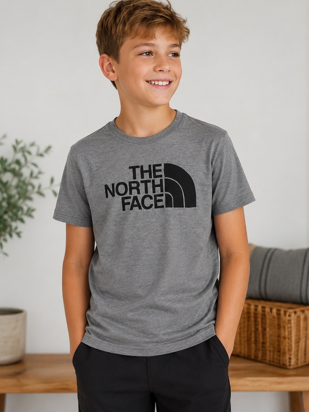 The North Face Boys Gray Logo T-Shirt NWT Size M 10/12